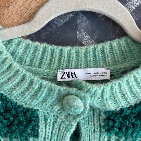 Zara Open Knit Textured Cardigan Sweater - Picture 3 of 8